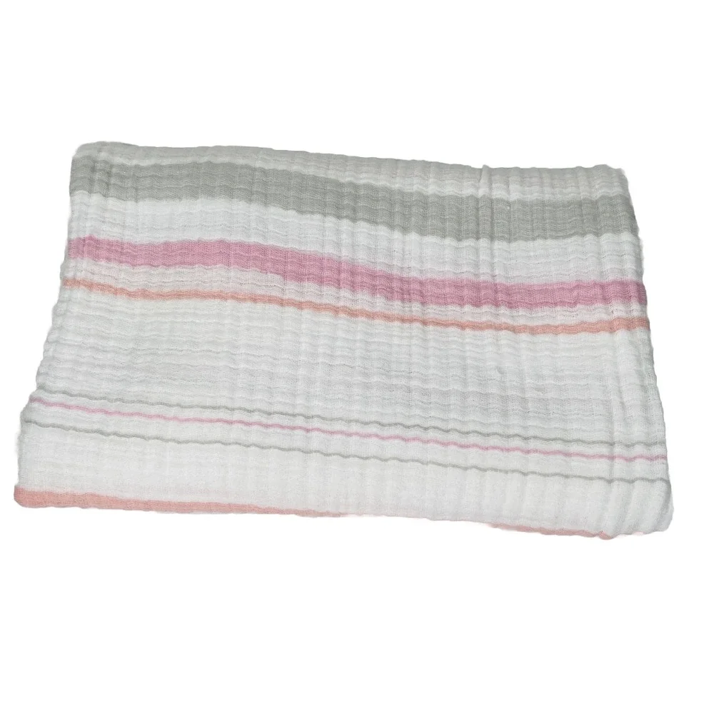 Aden + Anais Baby Blanket Pink Gray Stripe Muslin Cotton Swaddle Security Lovey